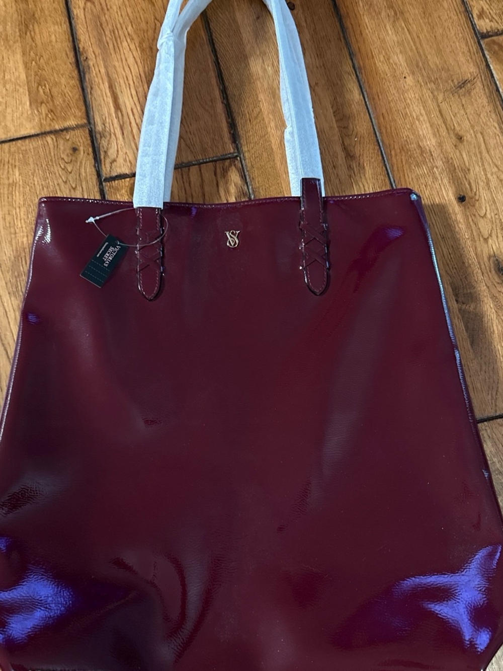 Victoria's Secret Glossy Burgundy Tote Bag